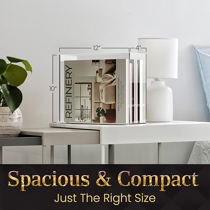 File Organizer for Desk - This Acrylic Storage Box is great for Office Organization - Its Modern Acrylic Magazine Holder makes a Great Gift for Home/Work Space