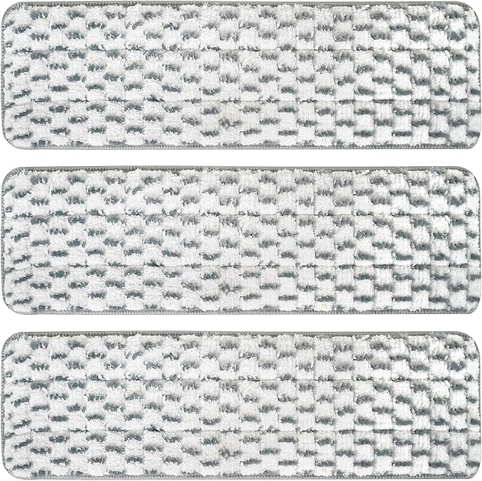 3 Pack Microfiber Cleaning Pads for Bona Mop for White Gray 18 inches, Reusable Microfiber Mop Pads for 18 Inch Mop, Hardwood Floor Replacement Cleaning Mop Pads, Machine Washes