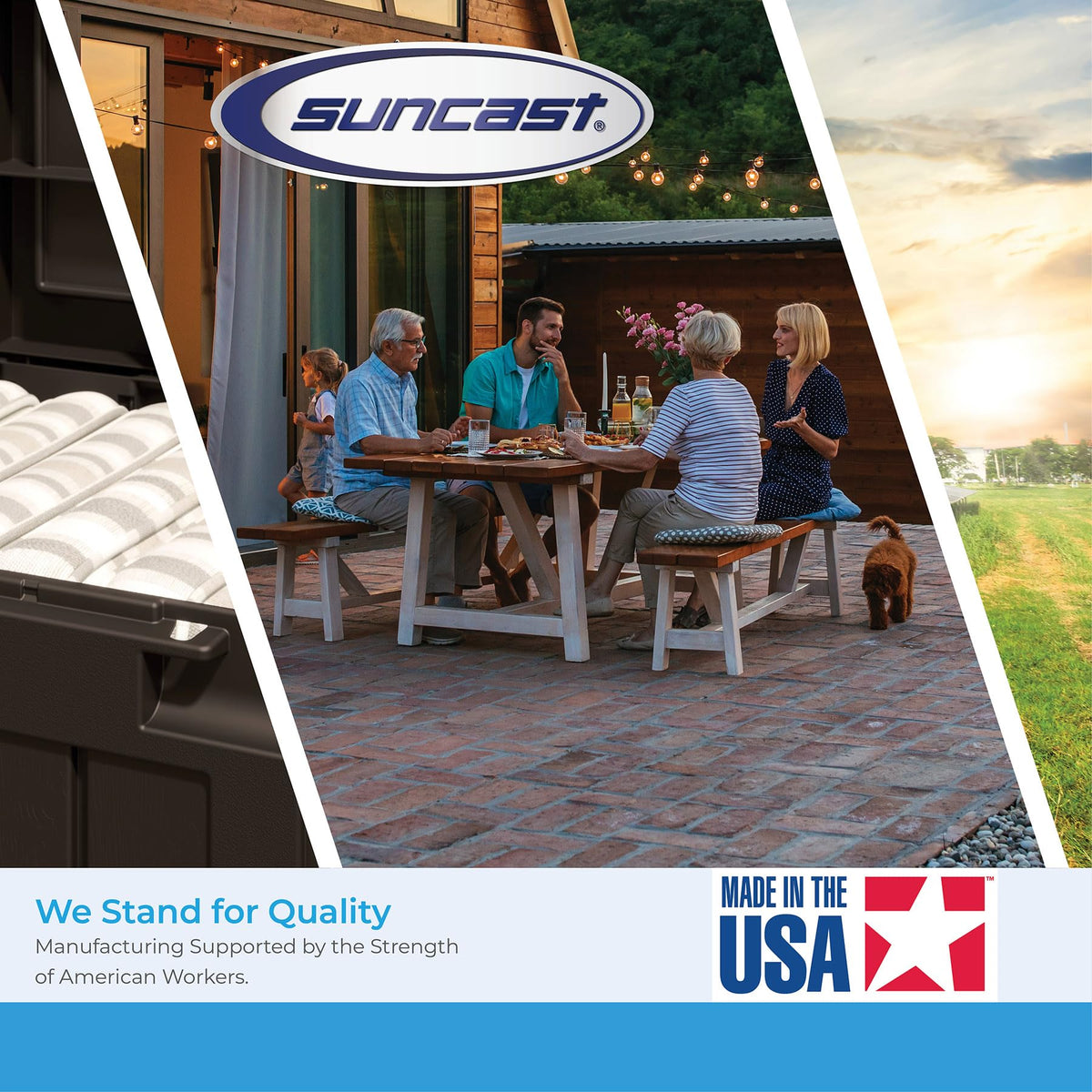 Suncast 73 Gallon Indoor/Outdoor Medium Deck Storage Box, 46"L x 23.62"W x 25.5"H, Stoney