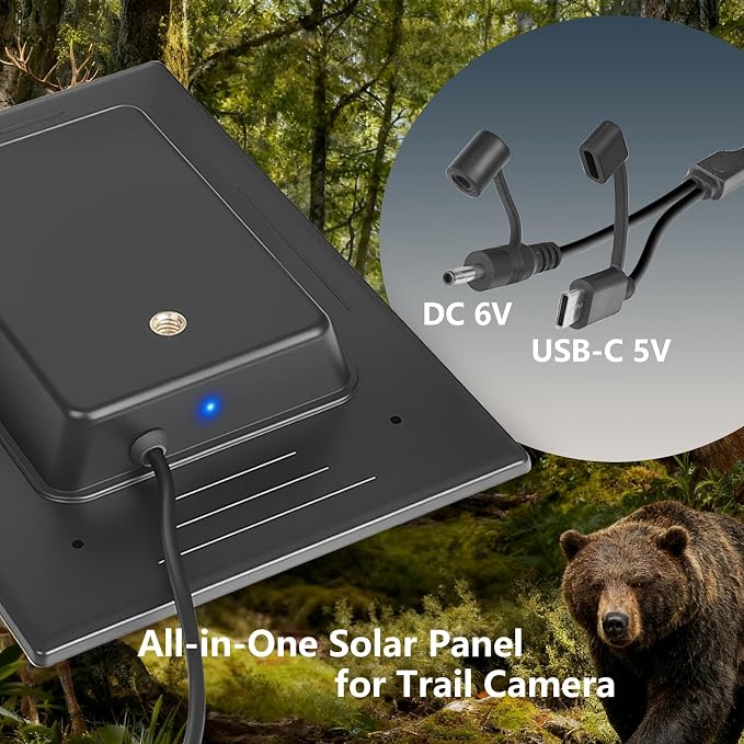 LIYVZ 3W Trail Camera Solar Panel 5V/6V, 4000mAh Solar Charger for Trail Camera, Game Camera Trail Cam Solar, Universal Hunting Camera Solar Panel, 2-Pack