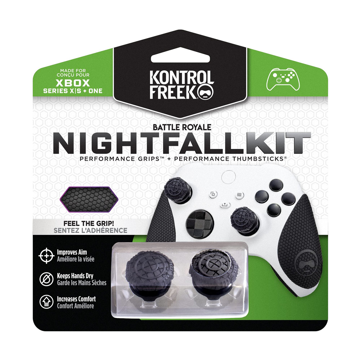 KontrolFreek FPS Freek Battle Royale Nightfall Performance Kit for Xbox One and Xbox Series X Controller | Includes Performance Thumbsticks and Performance Grips | Black