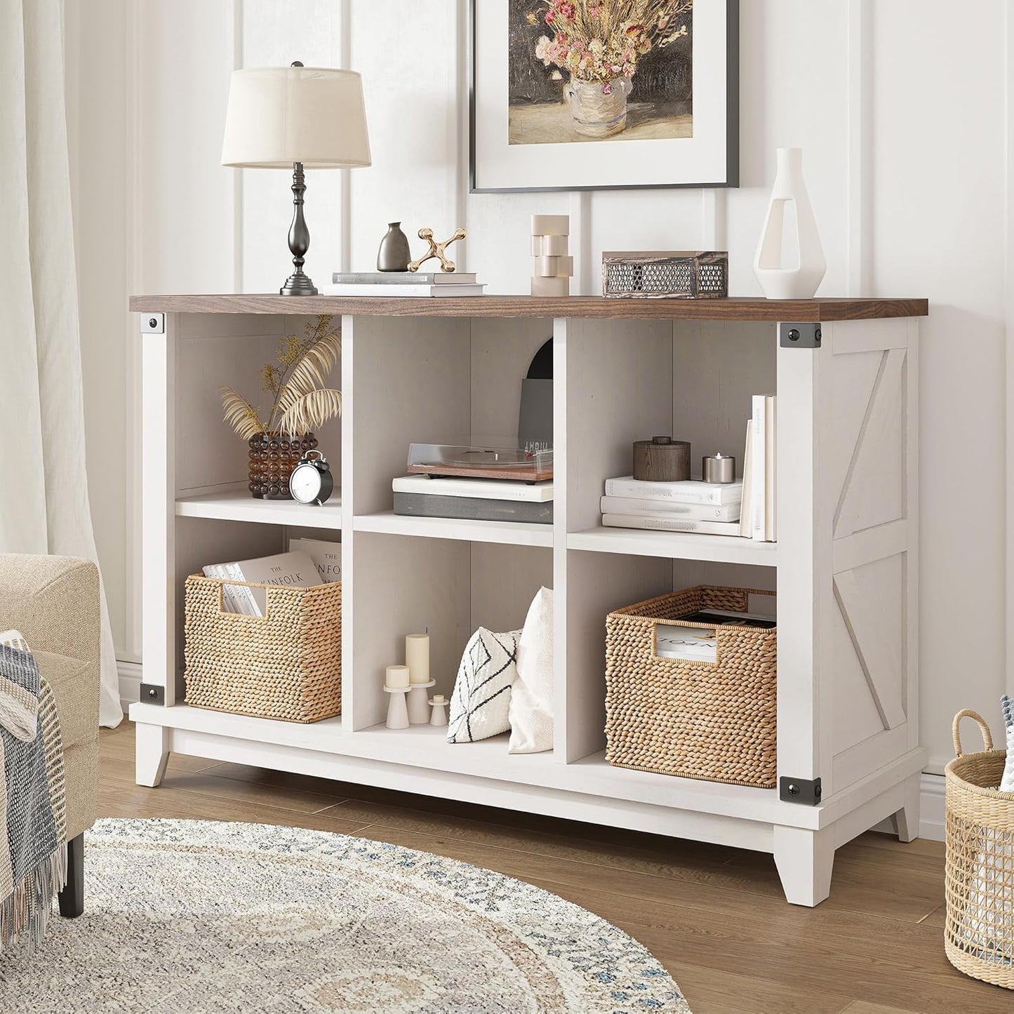 EnHomee 6 Cube Storage Organizer and Shelf, Cube Storage Shelf,White Bookshelf with Storage for Bedroom and Home Office