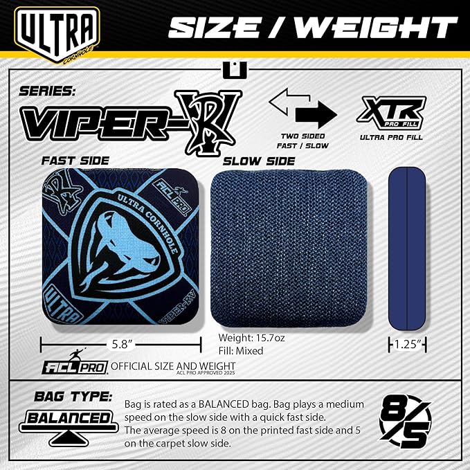 Bags Viper-RV Cornhole Bag Set - ACL Approved (Grey Carbon)