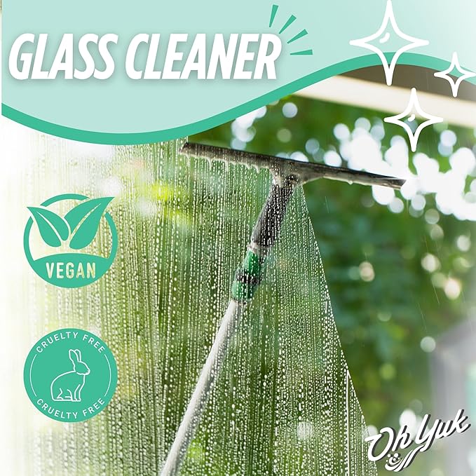Oh Yuk Glass Cleaner Combo – Includes 24 oz Spray + 16 oz Concentrate Refill (Makes 5 Sprays) | Streak-Free Cleaning for Mirrors, Windows & More | Vegan, Made in USA