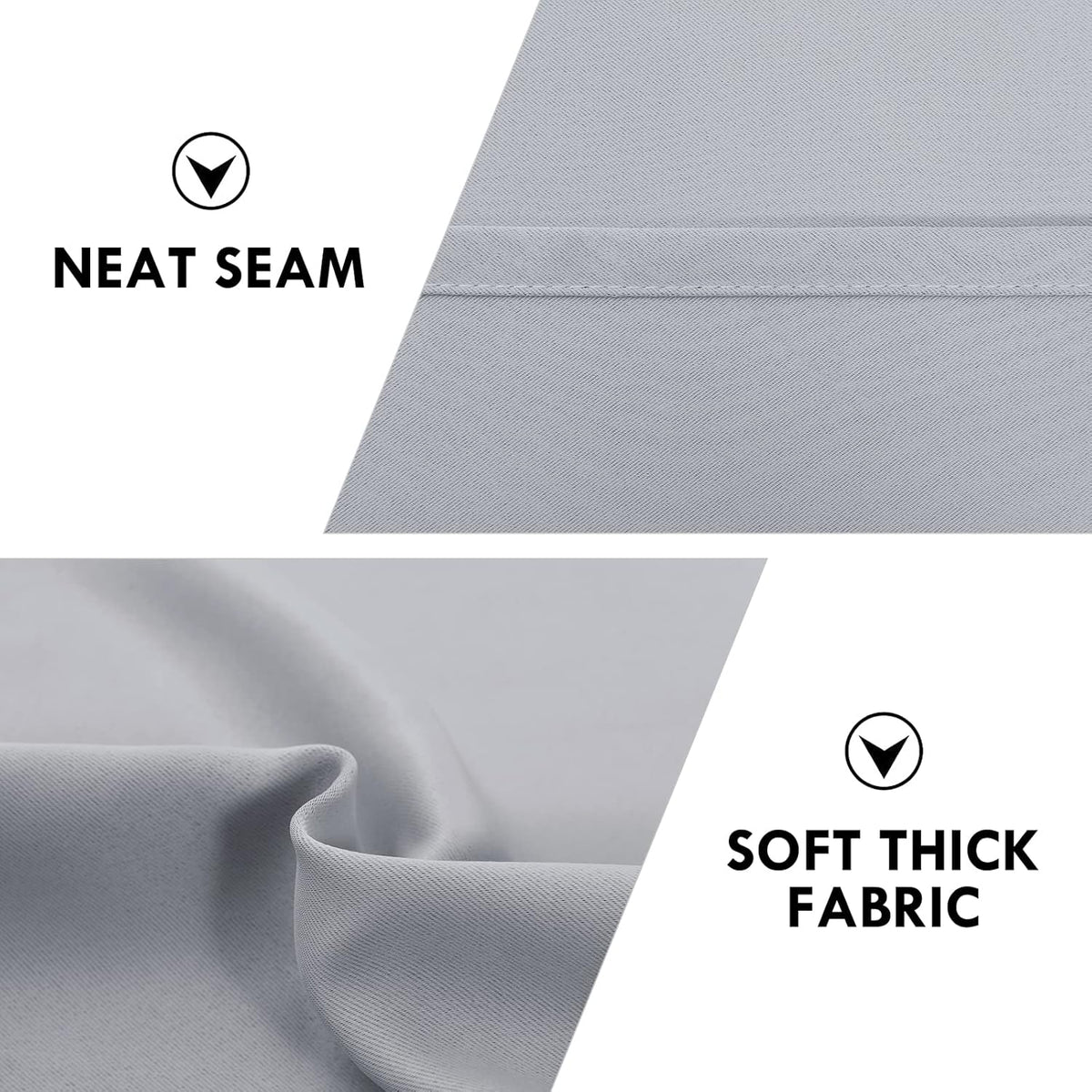 DWCN Silver Grey Short Blackout Curtains for Bedroom, Thermal Insulated Energy Saving Room Darkening Curtains for Living Room (W42 x L36 inch, Set of 2 Panels, Top of Rod Pocket)