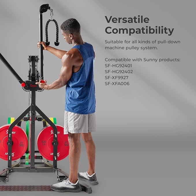 Sunny Health & Fitness Power Cage Squat Rack Upgrade Attachments, Dip Bar, Plate Bar Holder, Belt Squat, J Hook, Lat, Adapter, U Ring, Pull Up Bar, Landmine, Captain's Chair, Tricep Rope For Home Gym