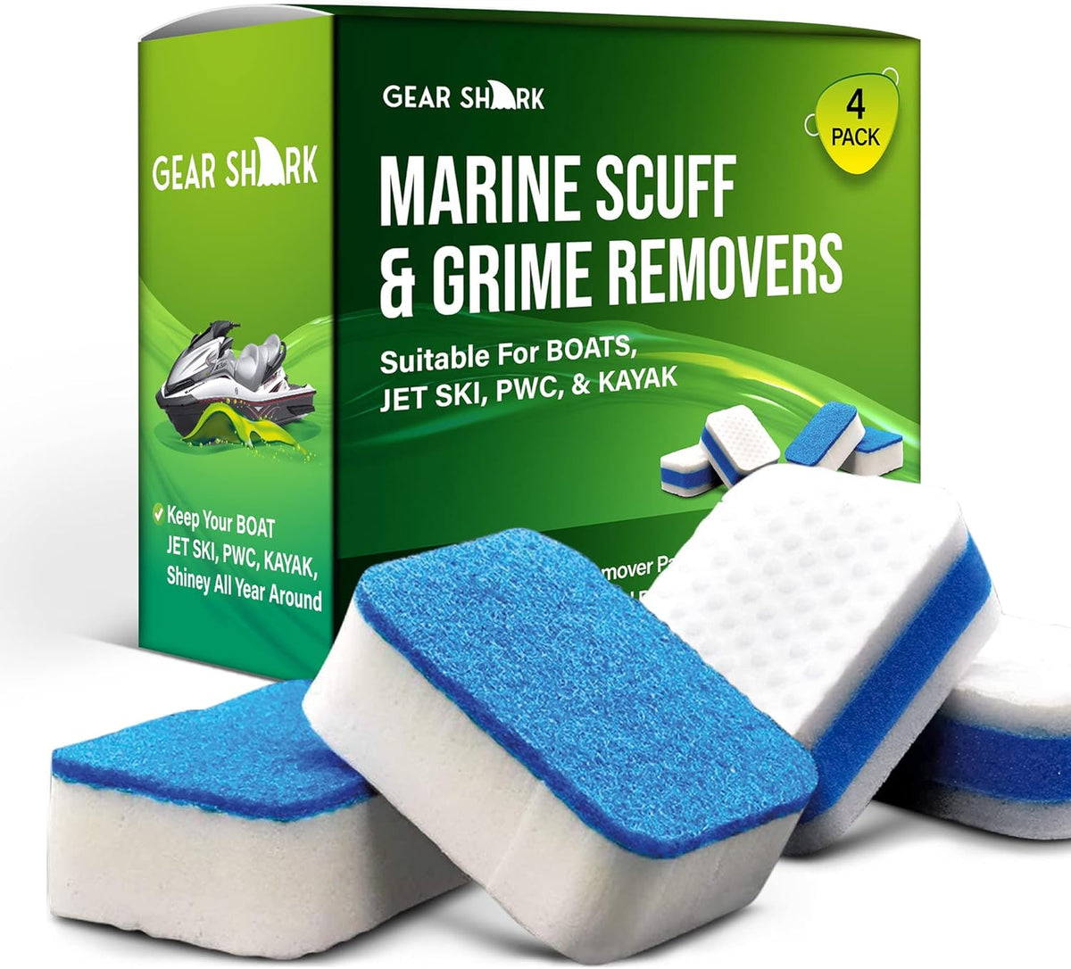 Marine Scuff Erasers | Magic Sponge Pads for Boats | Effectively Remove Dirt, Grease, Grime | Premium Boat Accessories, Boat Accessories & Boating Essentials | Boat Cleaning Supplies