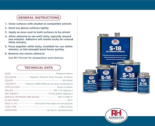 S-18 All-Purpose Adhesive, 1 Gallon - RH Adhesives