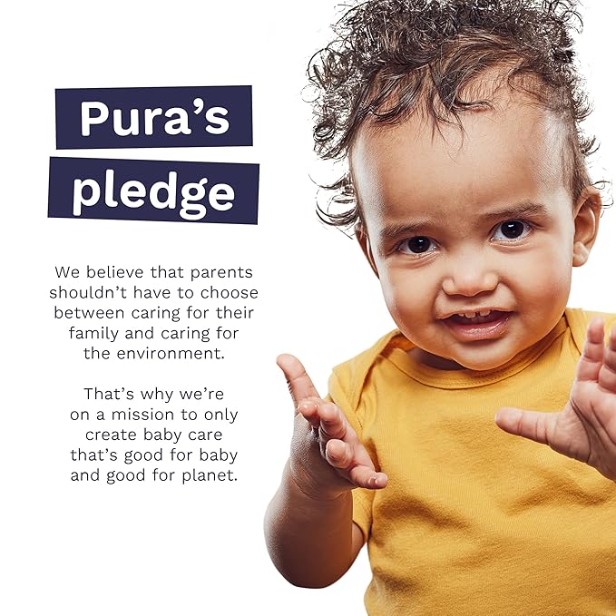 Pura Natural Sensitive Baby Wipes, 99% Water, Unscented & Hypoallergenic, Suitable for Sensitive & Eczema-prone Skin, Fragrance Free & Hypoallergenic, EWG Verified, 3 x 60 per pack (180 Wipes)