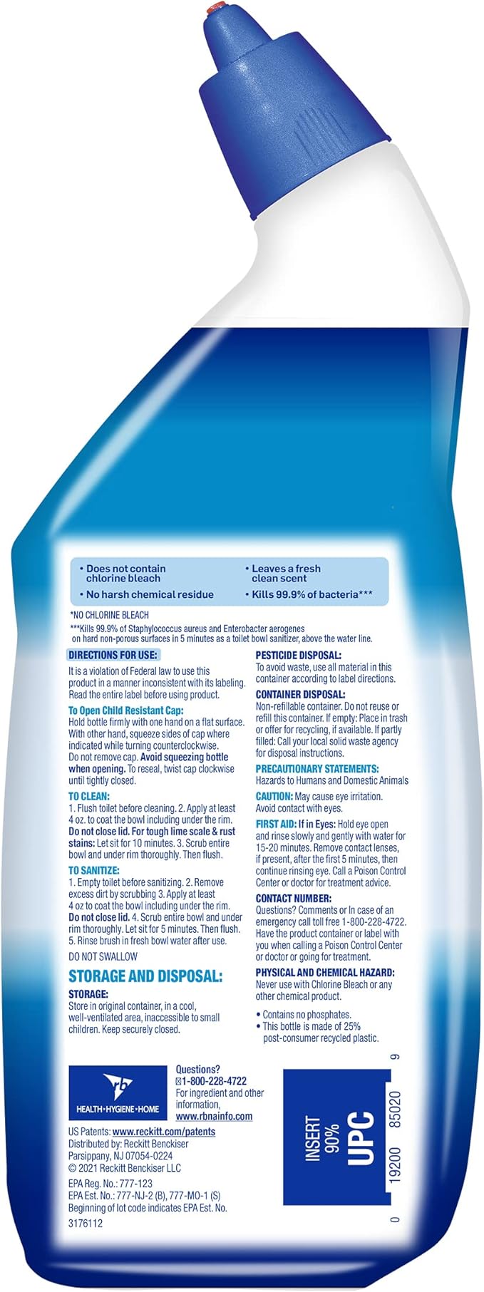 Lysol Toilet Bowl Cleaner Gel, For Cleaning and Disinfecting, Bleach Free, Ocean Fresh Scent, 24oz (Pack of 2)