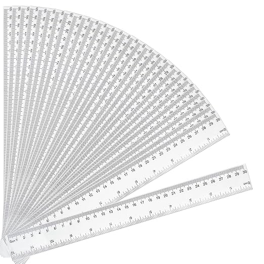 30 Packs Clear Plastic Ruler 12 Inch with Centimeter and Millimeter, Metric Rulers Bulk for Kids Classroom School Office