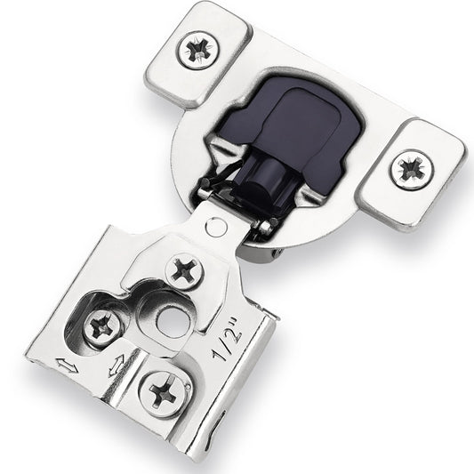 Decobasics 50 Pack Soft Close Cabinet Hinges – 1/2" Overlay for Kitchen Cabinet Doors, Slow Self-Closing Concealed Hidden Hinges for Face Frame –Stainless Steel, 3-Way Adjustable & Quiet Close Damper