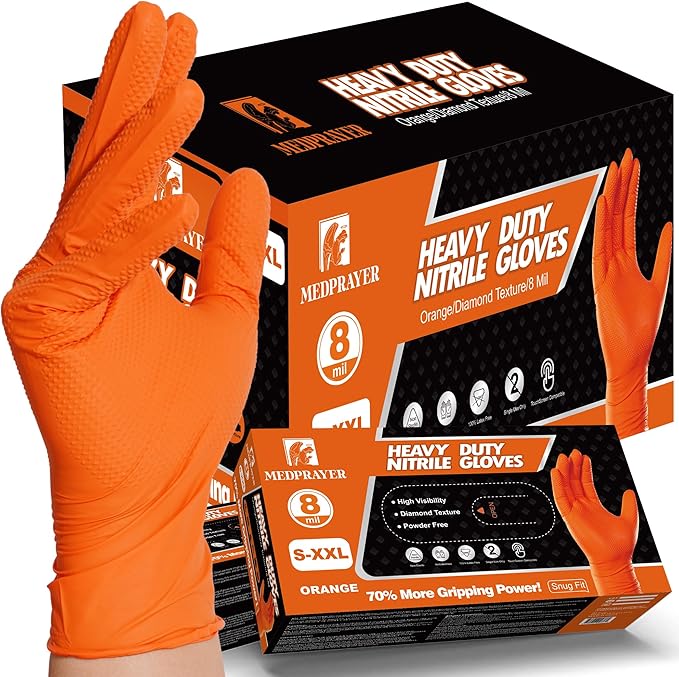 Industrial Nitrile Gloves – Heavy Duty Latex & Powder Free Disposable Gloves with Diamond Texture