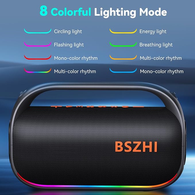 80W(120W Peak) Bluetooth Speaker Loud, Portable IPX6 Waterproof Bluetooth Speakers Wireless TWS for Outdoor, Party, Travel, and Beach Camping with Light, BT5.0, USB/TF Card, AUX