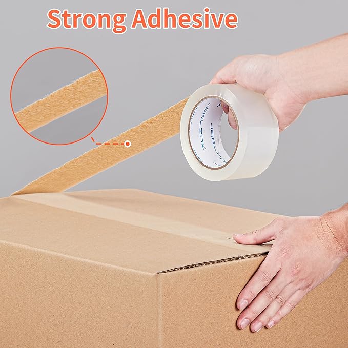 JARLINK 24 Rolls Clear Packing Tape with 4 Dispensers, Heavy Duty Packaging Tape Refills for Shipping Packaging Mailing, 2.7mil Thick, 1.88 inches Wide, 55 Yards Per Roll, 1320 Total Yards