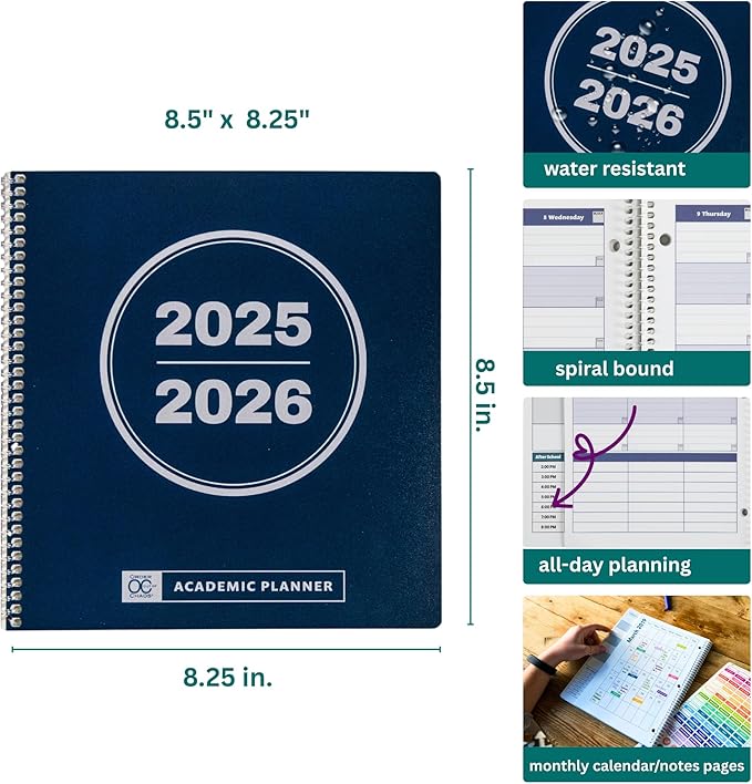 Order Out Of Chaos Academic Planner 2025-2026 Daily Weekly and Monthly Calendar, School Agenda Book, July 2025-June 2026 planner 8.5 x 8.25 Homework Organizer (Pistachio)