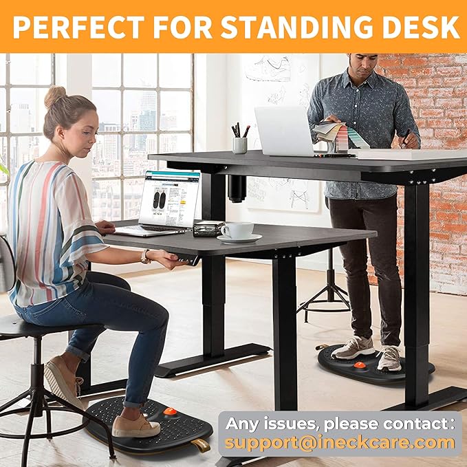 Trobing Standing Desk Mat Balance Board with Rollerball, Wooden Wobble Anti Fatigue Mat Balance Board for Standing Desk, Home Office Non-Slip Comfort Floor Mat to Relieve Foot, Knee, and Back Pain