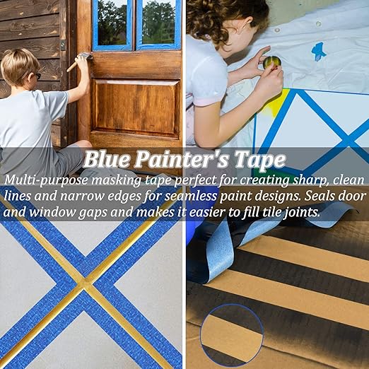 Blue Painters Tape, 20 Rolls Premium Masking Master Tape Painter Tape, Craft Adhesive Paint tape for Walls Painting, DIY Crafts Arts, Scrapbooking, Decoration, 1202yds=20*0.94in*60.1yds, Easy Removal