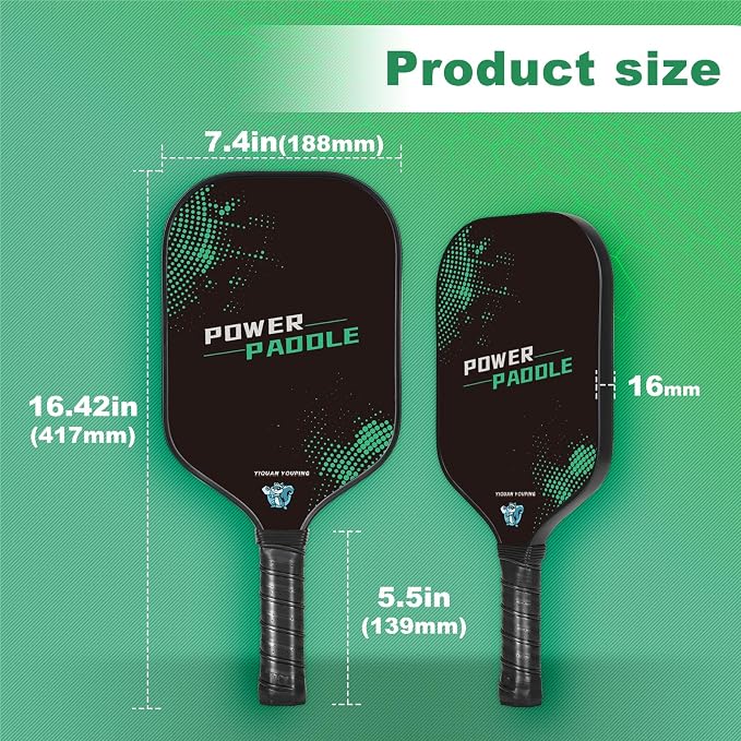 Carbon Fiber Pickleball Paddles - 16mm Shock-Absorbing Honeycomb Core & Anti-Slip Grip | Lightweight Racket for Beginners Professionals | Indoor Outdoor Tournament Use