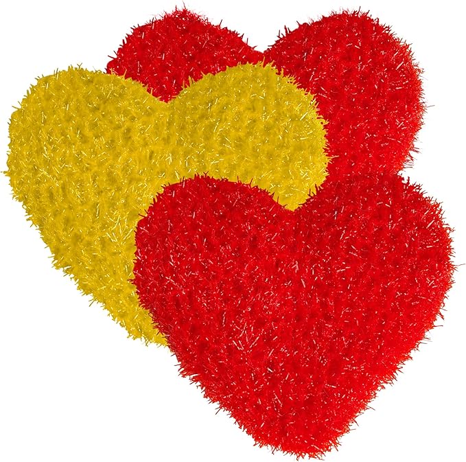 Dish Scrubber–Long Lasting, Non-Scratch, Odorless & Reusable Cookware Scrubber for Kitchen, Bathroom, and Floor–Big & Durable Alternative to Rags & Sponges, Heart Shape (3PK)
