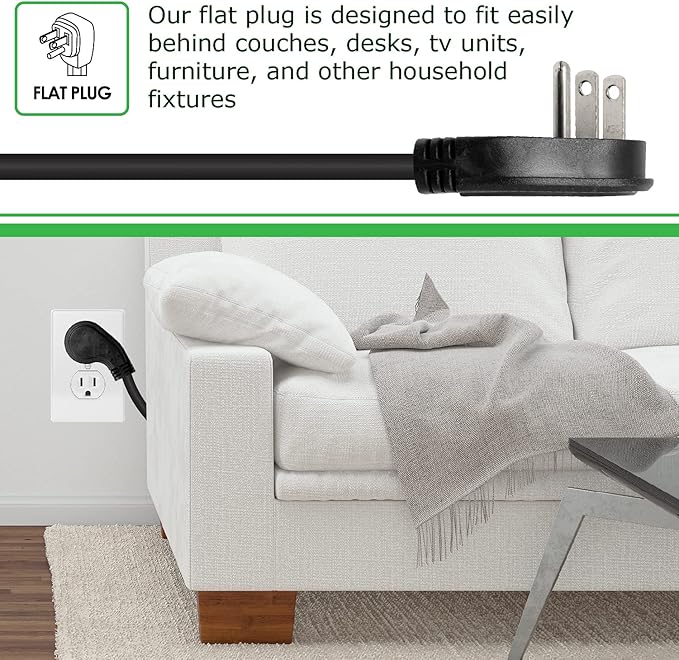 Digital Energy 25 FT USB-C and USB-A 8 Outlet 4200 Joules Surge Protector Power Strip, 3 Wide Spaced Outlets, Black
