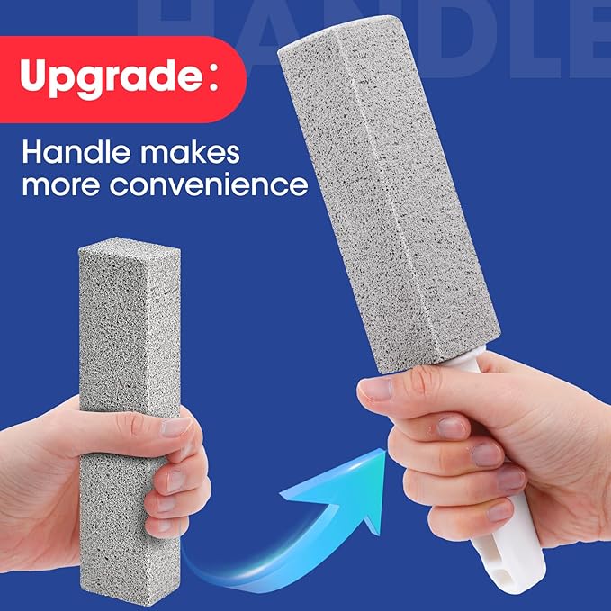 AZEN 5 Pack Pumice Stone for Cleaning, Pumie Scouring Stick with Handle, Pumice Stone Toilet Bowl Cleaner, Hard Water Stain Remover for Toilet, Bathroom, Kitchen Sink, Grill