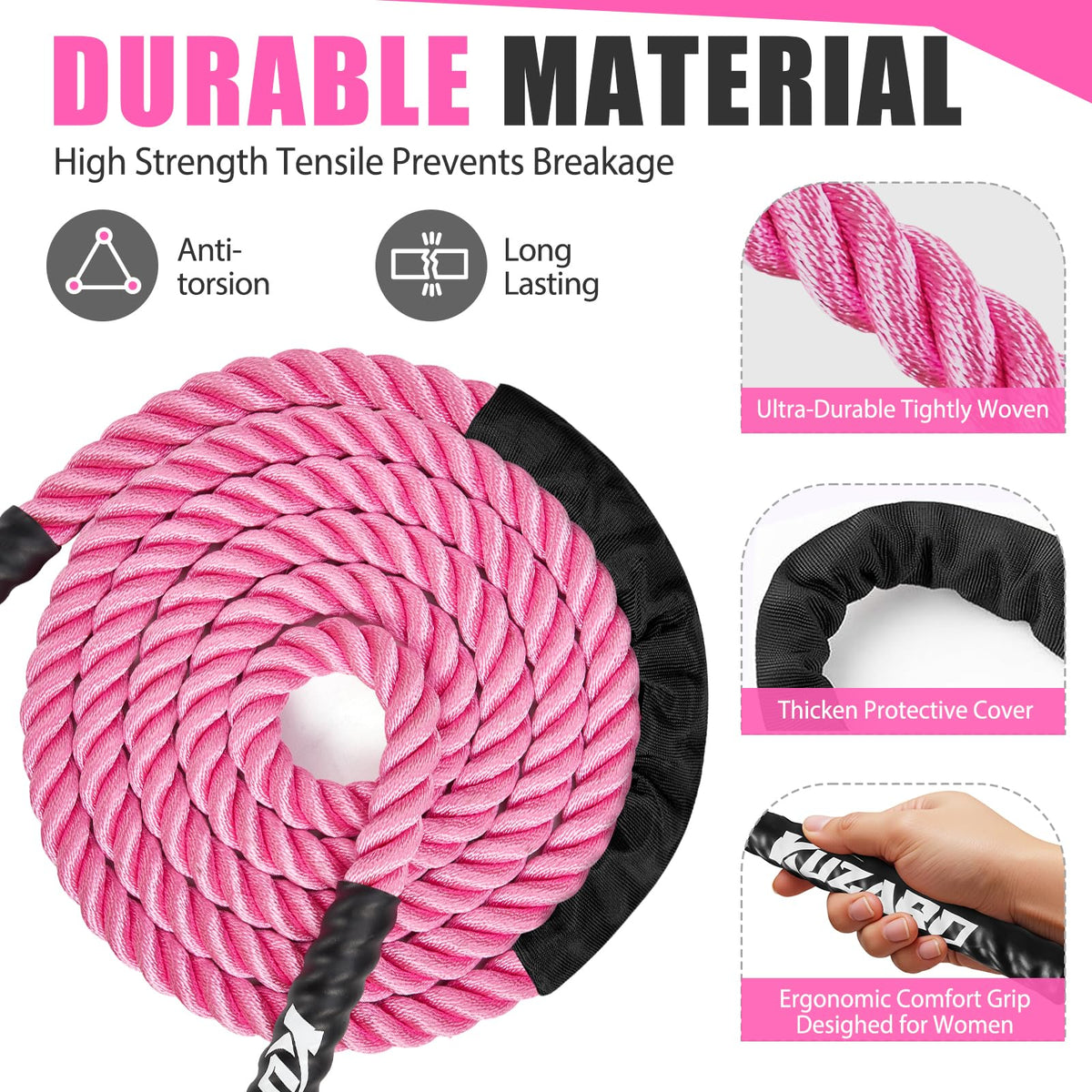 KUZARO Jump Rope, Weighted Jump Rope for Women, Heavy Jump Ropes for Fitness, Home Gym Exercise Equipment, Adult Skipping Rope for Improve Strength, Weight Loss, Boxing Training,Total Body Workout Equipment