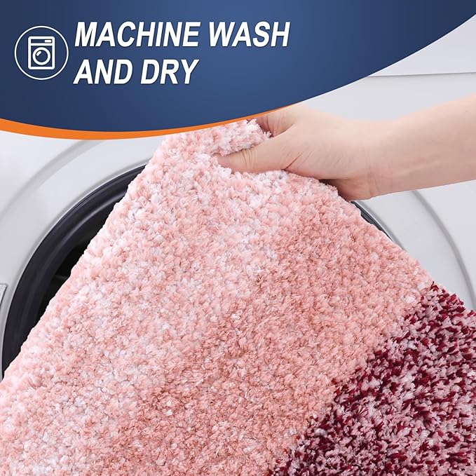 OLANLY Bathroom Runner Rugs 47x24, Extra Soft Absorbent Microfiber Bath Rugs, Rubber Backing, Quick Dry, Machine Washable Bath Mats for Bathroom Floor, Tub and Shower, Home Decor Accessories, Red