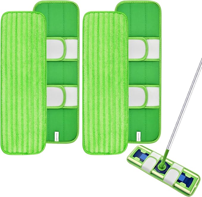 4 Pack Microfiber Mop Pads for Swiffer XL Mops Reusable Wet and Dry Mopping Cloths Compatible with Swiffer Sweeper XL,Washable XL Mop Refill Replacement for All Hardwood Dry & Wet Cleaning (Strip Pad)