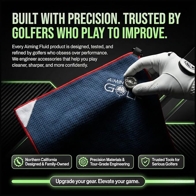 Magnetic Towel Club Glove Gear - 3 Stage Cleaning System- Microfiber Rag with Magnet for Golfcart Bags for Men and Women Black, 16" x 40" The 40