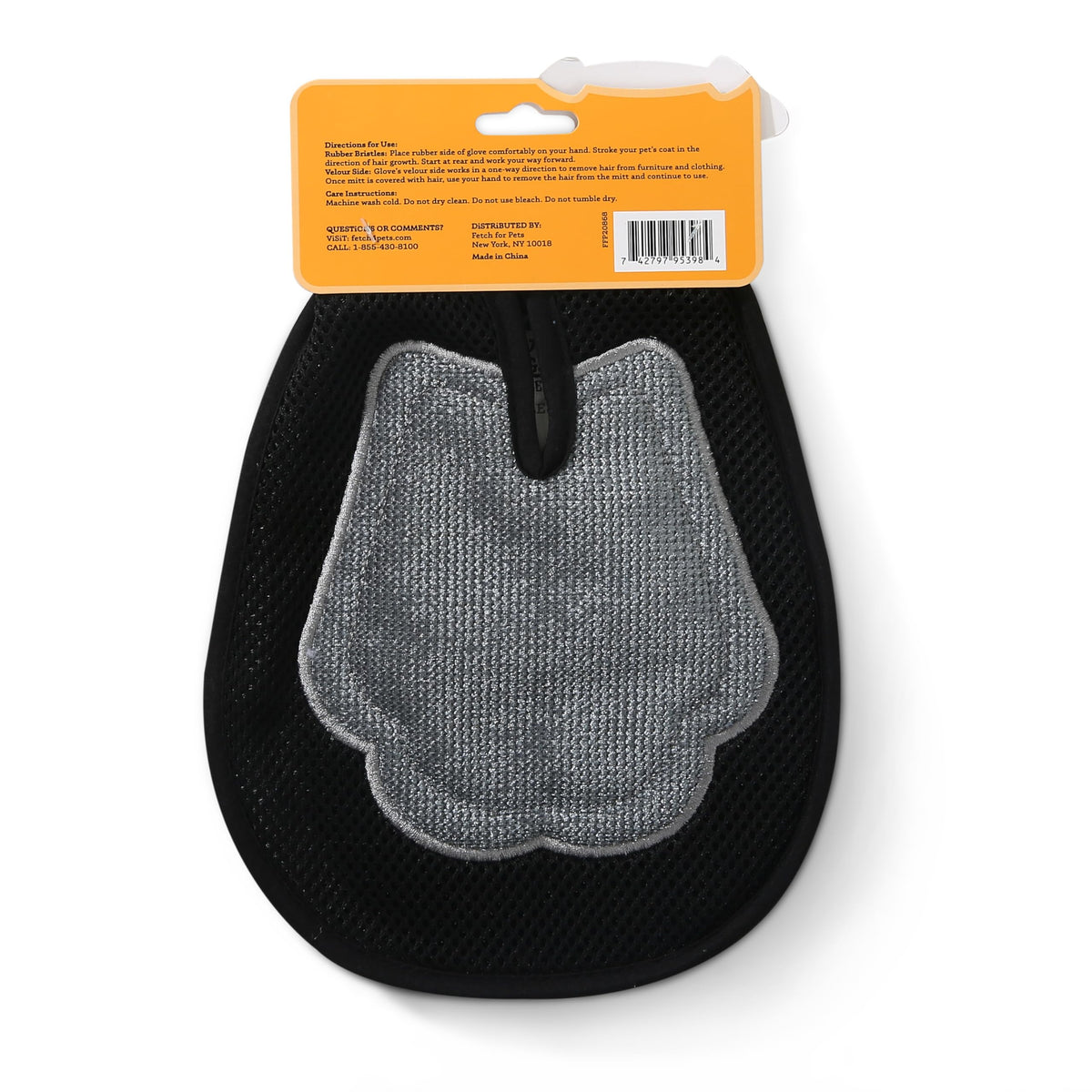 Wags & Wiggles Dual Sided Dog Grooming Glove with Rubber Paw - 2-in-1 Grooming Tool for Brushing, Massaging, and Scrubbing - Velour Side Acts as Fur Remover