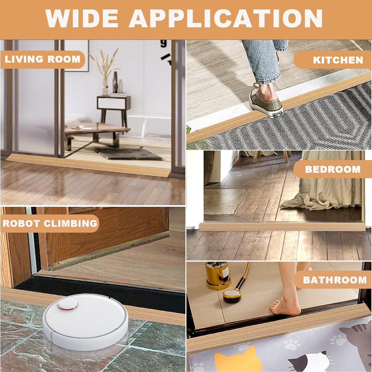 Vinyl Door Threshold Flooring Transition Strip Self Adhesive Carpet Edging Strip for Laminate Doorway Edge Threshold from 2/5" to 3/5" (Light Yellow Wood Grain, 3.3 Ft)