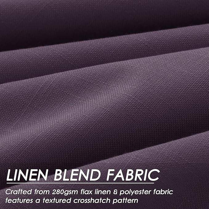 Nanspring Plum Linen Blackout Curtains 90 Inches Long Back Tab Rod Pocket Noise Reducing Sound Absorbing Light Blocking 2 Panels Set for Dining Room Modern Farmhouse Curtains Drapes 52x90