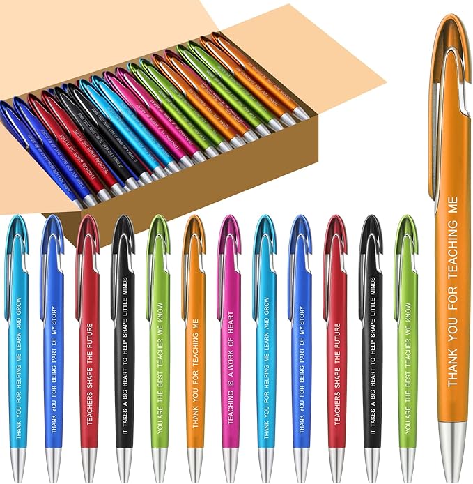 Lincia 100 Pcs Teacher Appreciation Ballpoint Pens Bulk Retractable Medium Point Pens with Black Ink Inspiration Thank You Gifts for Teacher, Back to School, Christmas