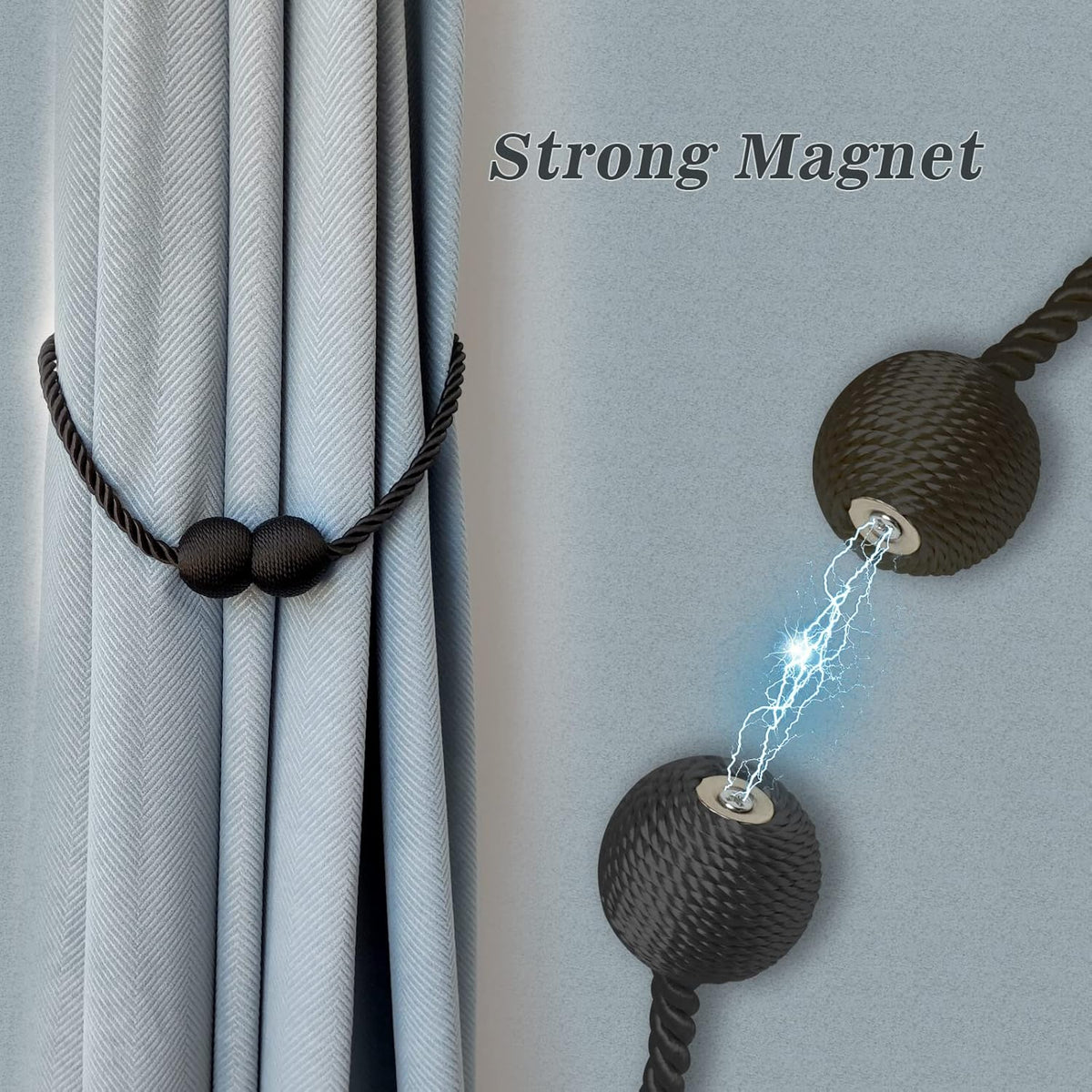 Hion Magnetic Curtain Tiebacks White 2pcs, Curtain Tiebacks Buckles Holdbacks Holders Hooks Clip for Home Bedroom Office Decorative Curtain