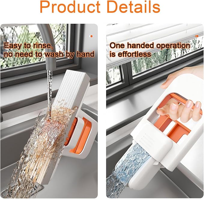 Portable Mini Foldable Desktop Mop – Versatile Wet & Dry Cleaning Sponge Mop for Home & Car – Ideal for Bathroom, Kitchen, Glass, Living Room & More (Orange + Sponge*3)