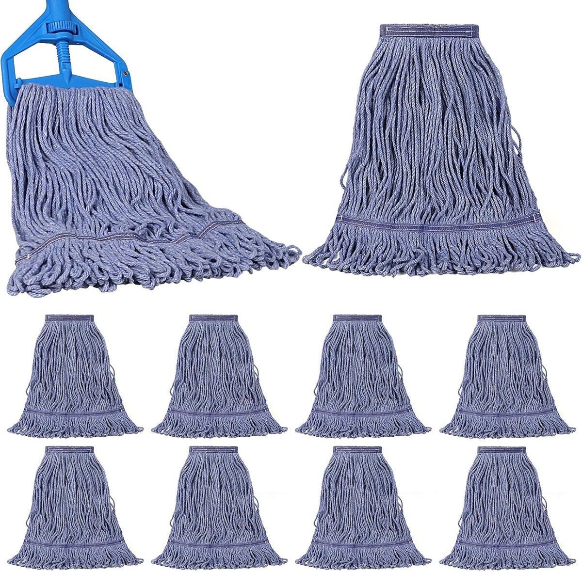 JERIA 8 Pack Heavy Duty Mop Head Replacements,String Mop Head for Commercial,Used for Home,Office and Kitchen,Washable,Reusable Mop