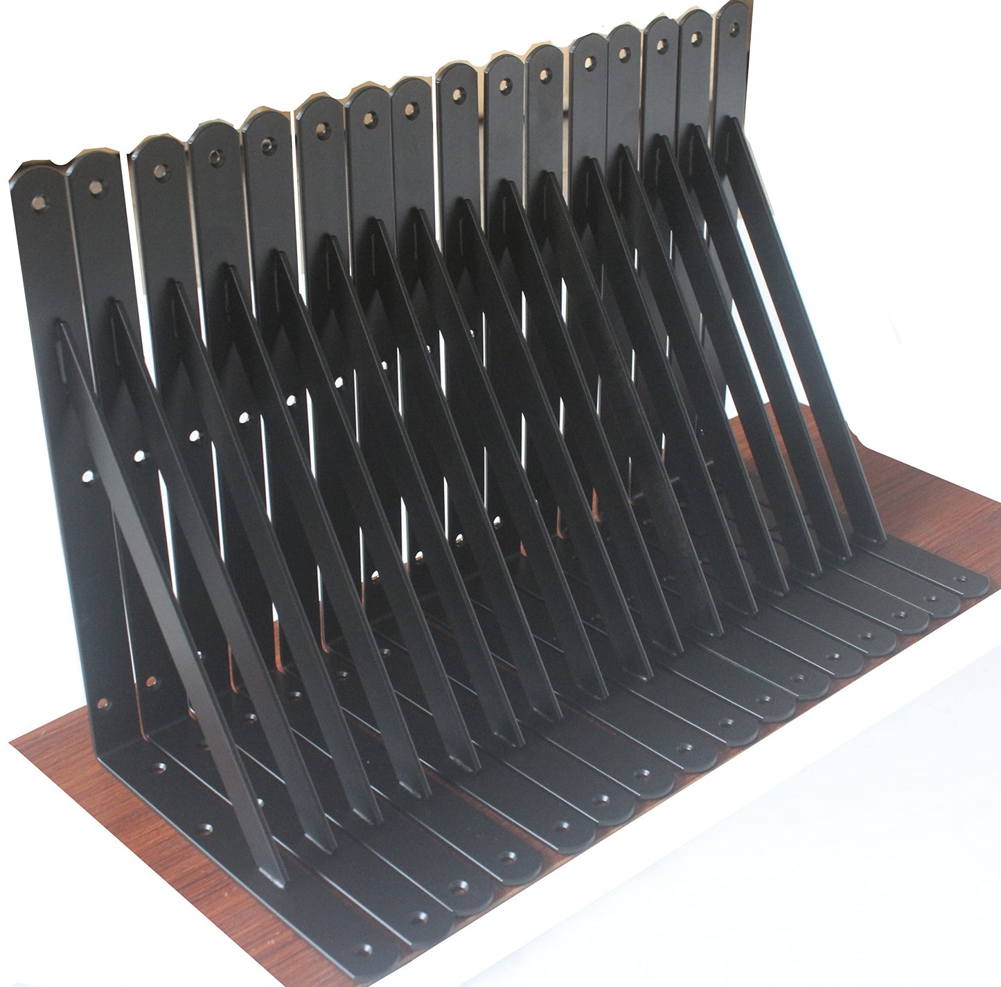 12 Pack L10 x H 8" Black Heavy Duty Shelf Brackets with Screws Metal Shelf Brackets Shelf Support Angle Brackets for Shelves L Brackets Heavy Duty Floating Shelf Brackets