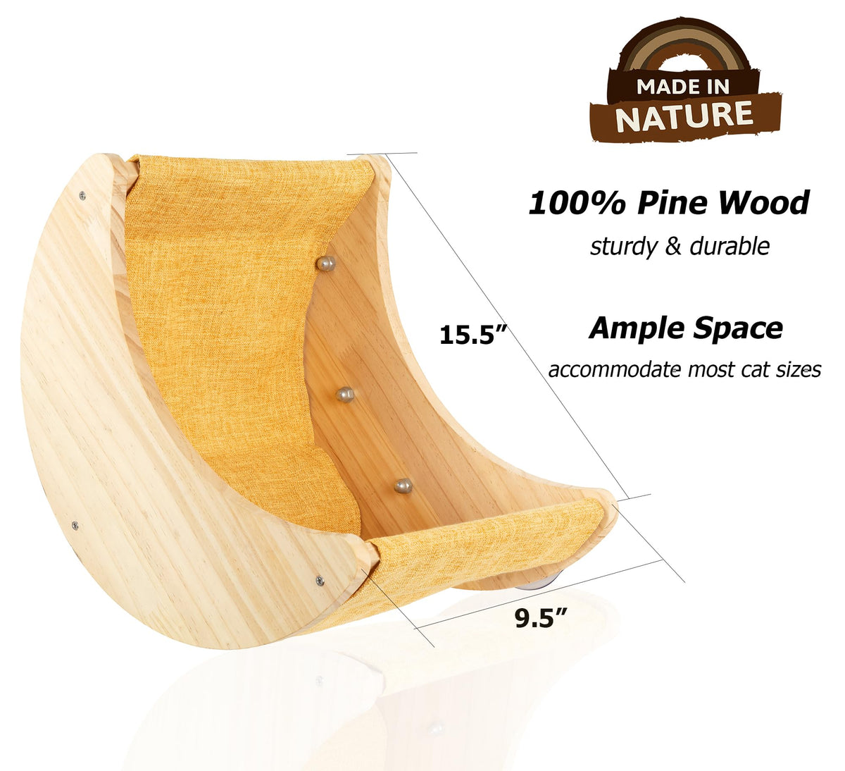HAPYKITYS Window Cat Bed Moon Perches, Mounted with Strong Suction Cups Cat Window Seat for Sleep and Watch Birds