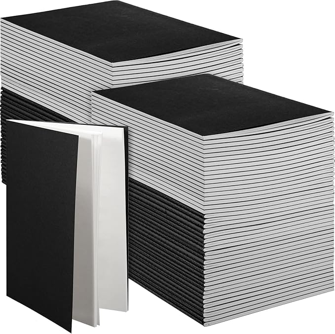 100 Pcs Kraft Notebook Journals 5.5 Inch x 8.3 Inch A5 Softcover Notebooks Bulk for Writing Sketch Office Notepad with 60 Pages 30 Sheets (Multicolor,Lined)(Black,Unlined)