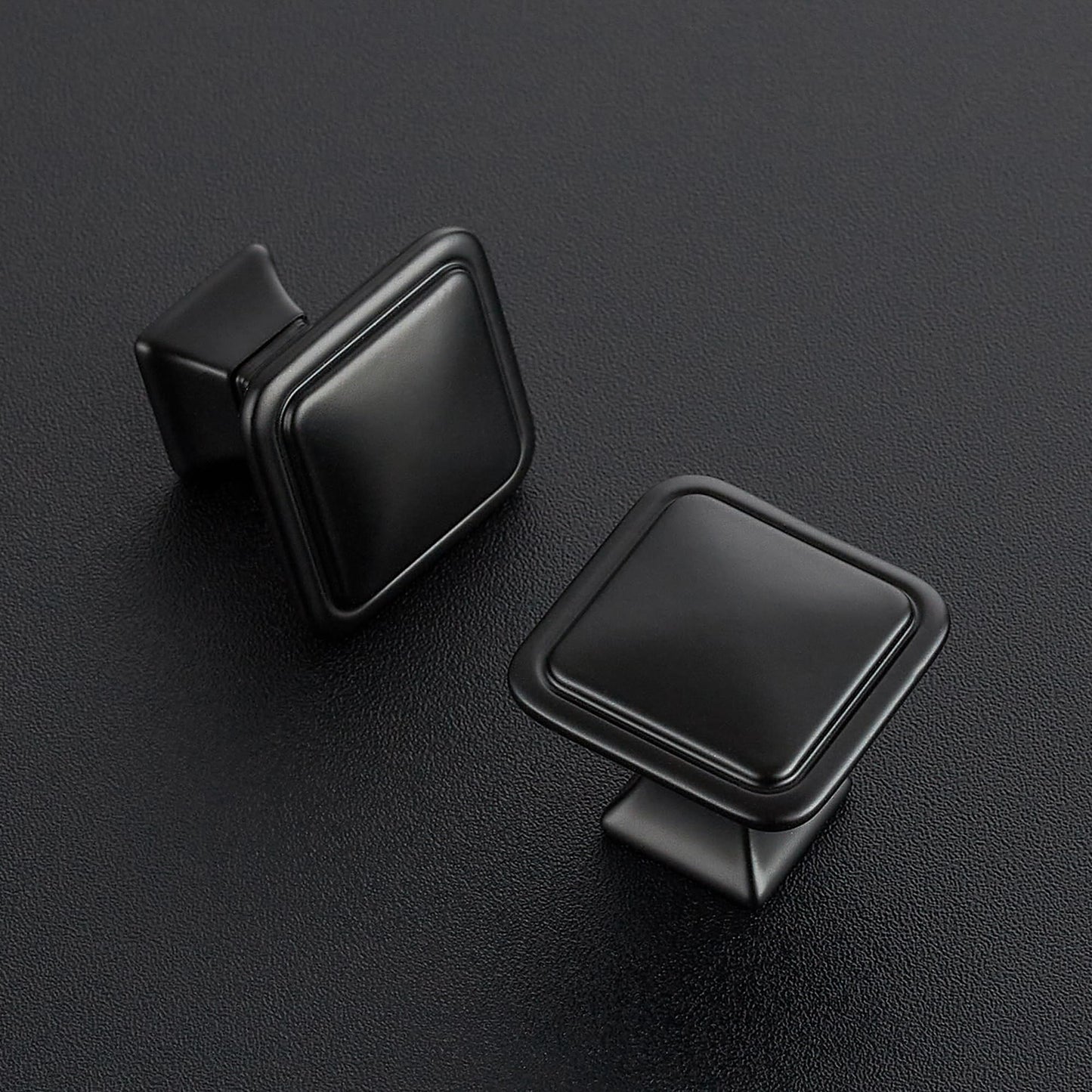 Ravinte 25 Pack Solid Single Hole Square Foot Cabinet Arch Knobs Kitchen Matte Black Knobs Black Drawer Pulls Kitchen Cabinet Hardware Pulls for Cupboard Handles