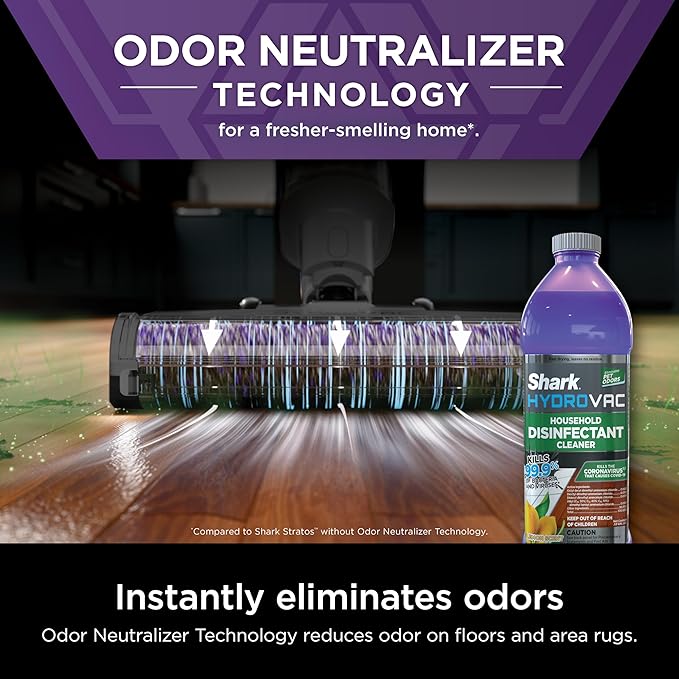 Shark HydroVac Household Disinfectant Cleaner, Kills 99.9% of Bacteria & Viruses, Compatible with Shark HydroVac 3-in-1 Multi-Surface Cleaners on Hardfloor, Stone, Laminate & Tile, Purple, WDCD60