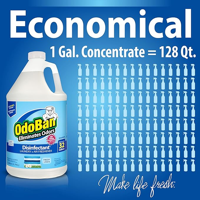 OdoBan Disinfectant Concentrate and Odor Eliminator, 1 Gallon, Fresh Linen Scent