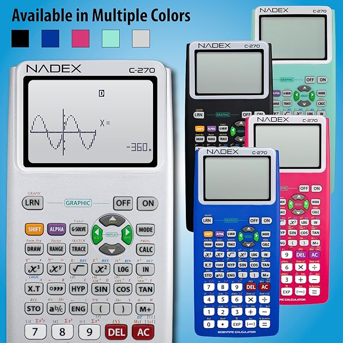 Scientific Calculator with Graph Functions for College and High School Students, Engineering, Advanced Mathematics, Calculus, Algebra, Geometery, Trigonometry, Statistics, Physics, Chemistry - Silver