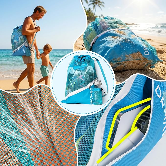 DRMAWIN Snorkeling Gear for Adults & Kids, Dry-Top Snorkel Set with 180° Tempered Glass Mask, Anti-Fog Anti-Leak, Travel Mesh Gear Bag
