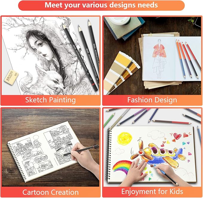 HomeMall Drawing Sketching Pencils Set, 37 Packs Art Kit with Sketchbook Draw Pencils Dual Ended Color Pencil Eraser Sharpener Pencil Bag for Kids Adults and Art Beginners…