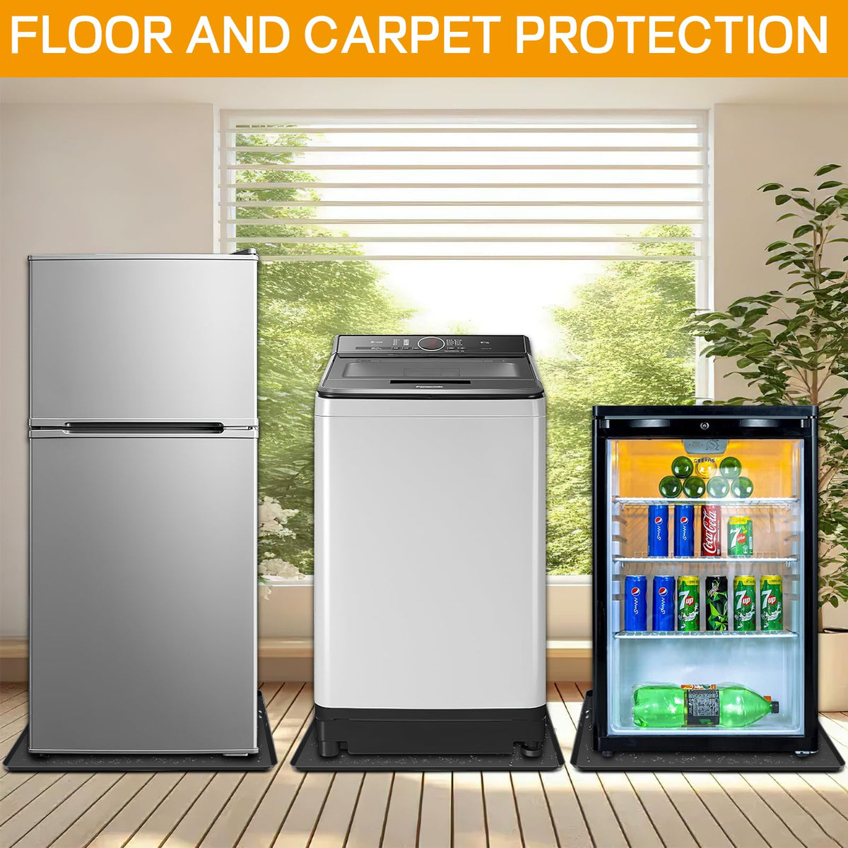 Ieesspd Mini Fridge Silicone Mat,24''x24''x0.5'', Under Refrigerator Mat Mini Fridge Drip Pan Prevents Appliance Leakage Water Spills, Protects the Floor From Damage and Cleanliness(Black)