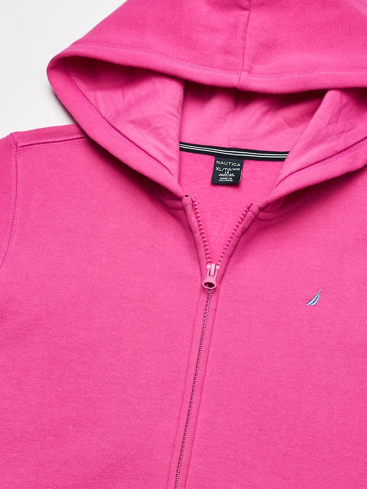 Nautica Girls' Big Fleece Full-Zip Hoodie Sweatshirt, Rose, 16