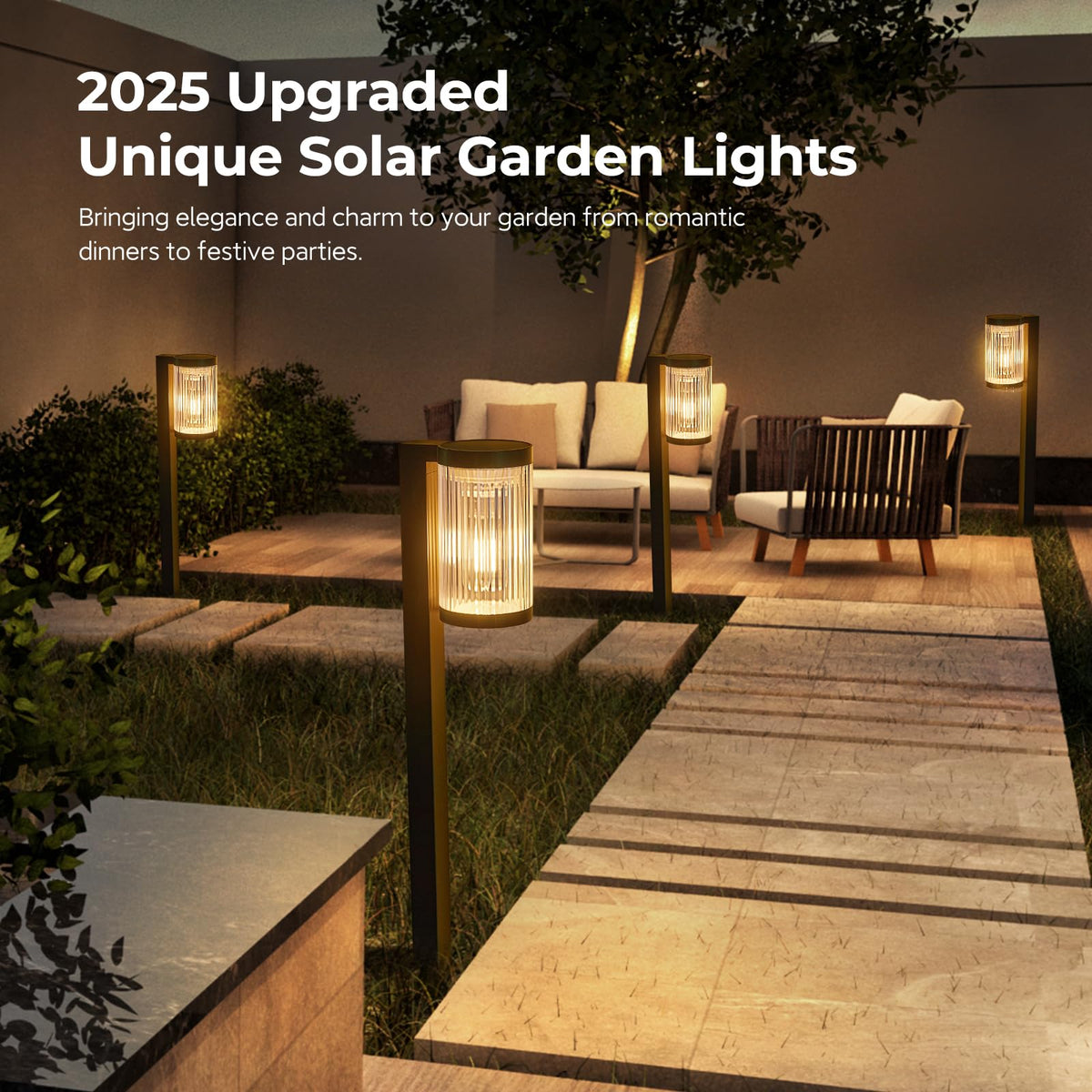 ELECLINK Solar Pathway Lights Outdoor, 6 Pack Upgraded Outdoor Solar Lights for Outside Super Bright Up to 12Hrs, IP65 Waterproof Solar Garden Lights for Yard Landscape Path Walkway Decoration