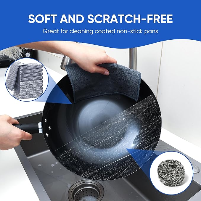 10Pcs New Upgrade 2-Layer Non Scratch Wire Dishcloth,Wire Dishwashing Rag, Non-Scratch Wire Dishwashing Rags for Wet and Dry, Kitchen Cleaning Dish Rags for Cookware,Sinks, Dishes,Stove